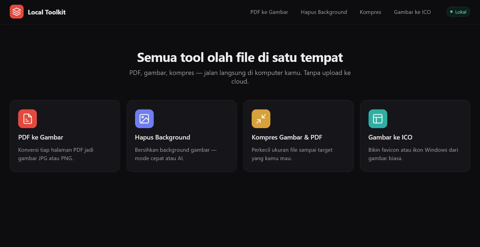Screenshot 1 of Convert-Local — Local Flask tool to batch-convert PDF files to JPG/PNG images, with optional AI-powered background removal using U2Net.