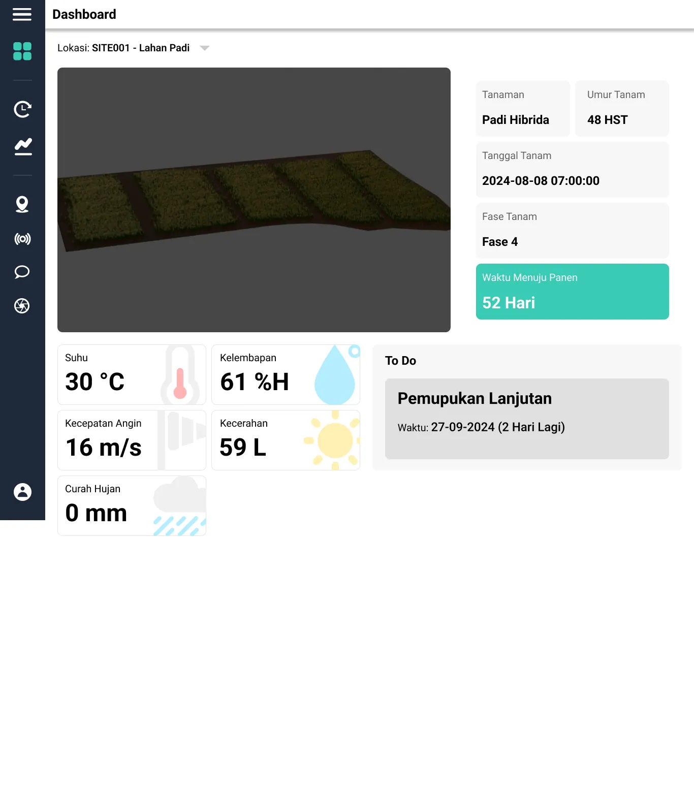 Screenshot 1 of KawalTani Chatbot — AI-powered chatbot for an agricultural monitoring system, answering farming queries in natural language.