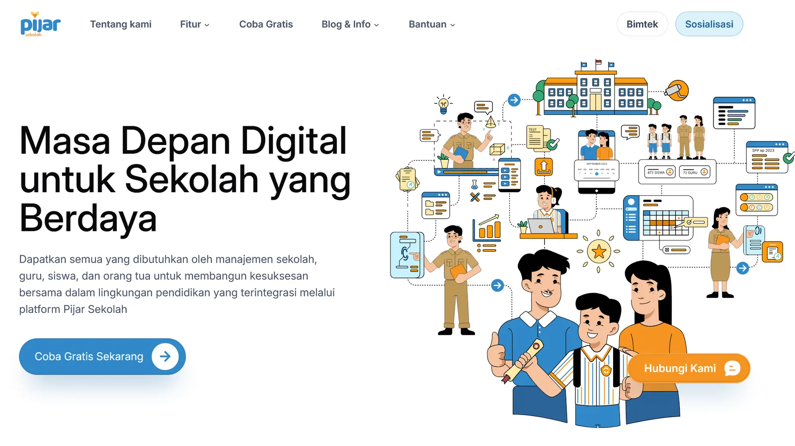 Screenshot 1 of Pijar Sekolah — School management platform by Telkom Indonesia, where I maintained and extended its CBT microservices.